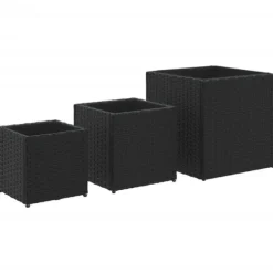 vidaXL Trädgårdskrukor 3 st svart konstrotting