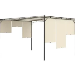 vidaXL Trädgårdspaviljong med draperier 4x3x2,25 m gräddvit - Partytält & paviljoner