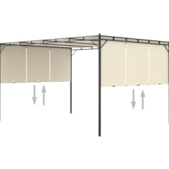 vidaXL Trädgårdspaviljong med draperier 4x3x2,25 m gräddvit - Partytält & paviljoner