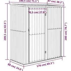 vidaXL Trädgårdsskjul antracit 180,5x97x209,5 cm galvaniserat stål - Förråd & Redskapsbodar