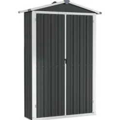 vidaXL Trädgårdsskjul antracit 116x45x175 cm galvaniserat stål - Förråd & Redskapsbodar