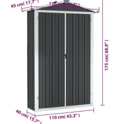 vidaXL Trädgårdsskjul antracit 116x45x175 cm galvaniserat stål - Förråd & Redskapsbodar