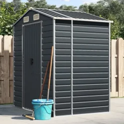 vidaXL Trädgårdsskjul antracit 191x130x198 cm galvaniserat stål - Förråd & Redskapsbodar