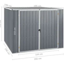vidaXL Trädgårdsskjul grå 195x198x159 cm galvaniserat stål - Förråd & Redskapsbodar