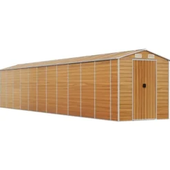 vidaXL Trädgårdsskjul ljusbrun 191x980x198 cm galvaniserat stål - Förråd & Redskapsbodar