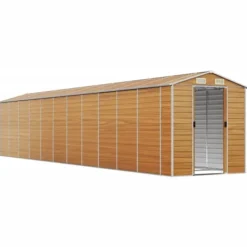 vidaXL Trädgårdsskjul ljusbrun 191x980x198 cm galvaniserat stål - Förråd & Redskapsbodar