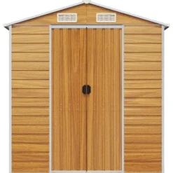 vidaXL Trädgårdsskjul ljusbrun 191x980x198 cm galvaniserat stål - Förråd & Redskapsbodar