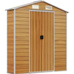 vidaXL Trädgårdsskjul ljusbrun 191x980x198 cm galvaniserat stål - Förråd & Redskapsbodar