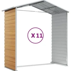 vidaXL Trädgårdsskjul ljusbrun 191x980x198 cm galvaniserat stål - Förråd & Redskapsbodar