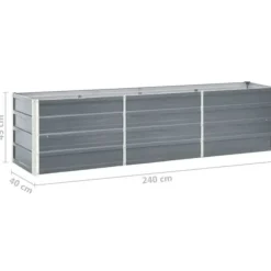 vidaXL Upphöjd trädgårdssäng Galvaniserat stål 240x40x45 cm Grå