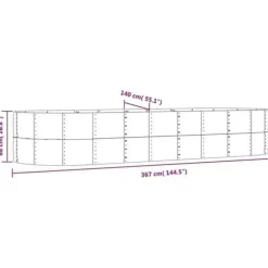 vidaXL Upphöjd Trädgårdssäng Blomkruka Växtlåda Upphöjd Säng Patio Trädgård Terrass Utomhus Grå 367x140x68 cm 319104