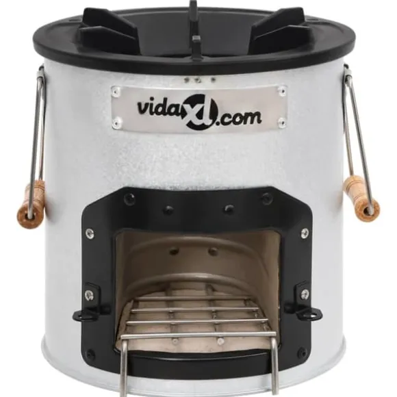 vidaXL Vedeldad campingspis silver 45x25x26 cm stål - Öppna spisar
