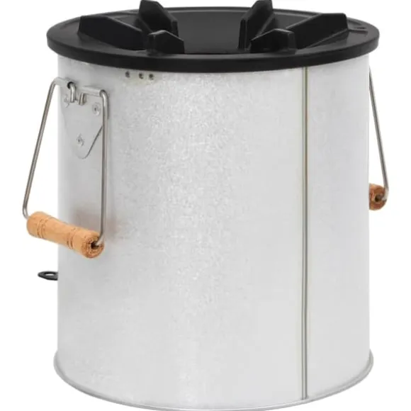 vidaXL Vedeldad campingspis silver 45x25x26 cm stål - Öppna spisar