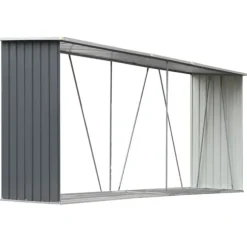 vidaXL Vedskjul i galvaniserat stål 330x84x152 cm grå