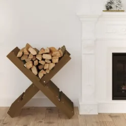 vidaXL Vedställ Honungsbrunt 47x39,5x48 cm massiv furu