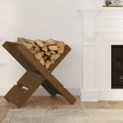 vidaXL Vedställ Honungsbrunt 47x39,5x48 cm massiv furu