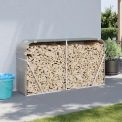 vidaXL Vedställ ljusgrå 180x45x100 cm galvaniserat stål - Vedställ & vedkorgar