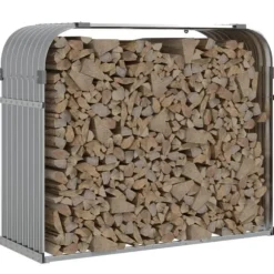 vidaXL Vedställ, Vedförvaringsstativ med Förvaring, Utevedhylla, Ljusgrå 364553