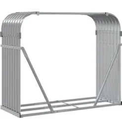 vidaXL Vedställ, Vedförvaringsstativ med Förvaring, Utevedhylla, Ljusgrå 364553