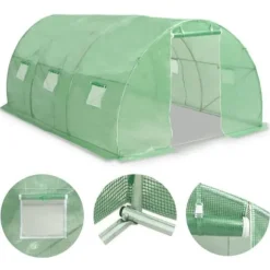 vidaXL Vist 450x300x200 cm Grön Galvaniserat Stål Växthus Trädgård Skydd Grönsaker 45535