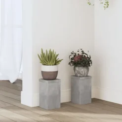 vidaXL Växtställ 2 st betonggrå 10x10x18 cm konstruerat trä