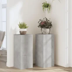 vidaXL Växtställ 2 st betonggrå 30x30x70 cm konstruerat trä