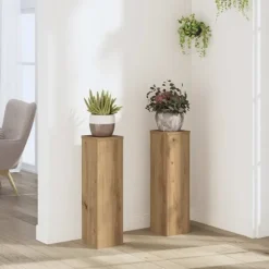 vidaXL Växtställ 2 st ek 17x17x60 cm konstruerat trä