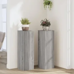 vidaXL Växtställ 2 st grå sonoma 25x25x80 cm konstruerat trä