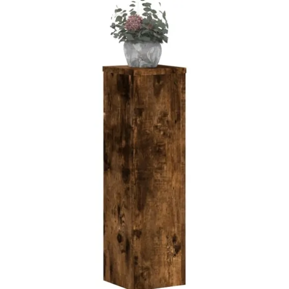 vidaXL Växtställ 2 st rökfärgad ek 17x17x60 cm konstruerat trä