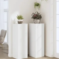 vidaXL Växtställ 2 st vit 33x33x100 cm konstruerat trä