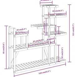 vidaXL Växtställ 110x25x111 cm massivt granträ - Växtställ
