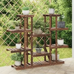 vidaXL Växtställ 110x25x110,5 cm massivt granträ - Växtställ