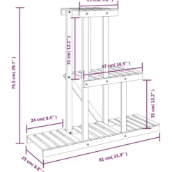 vidaXL Växtställ 81x25x75,5 cm massivt granträ - Växtställ