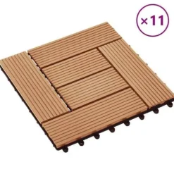 vidaXL 11x Terrassplatta WPC 30x30 cm 1 m² Färg Teak Platta för Gång 45027