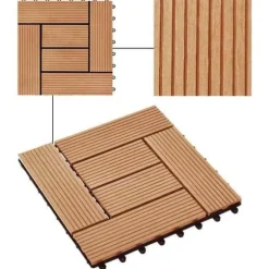 vidaXL 11x Terrassplatta WPC 30x30 cm 1 m² Färg Teak Platta för Gång 45027