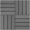 vidaXL 11x Terrassplattor Relief WPC 30x30 cm 1 m² Grå Trädgårdsplatta 45035