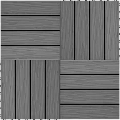 vidaXL 11x Terrassplattor Relief WPC 30x30 cm 1 m² Grå Trädgårdsplatta 45035