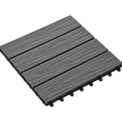 vidaXL 11x Terrassplattor Relief WPC 30x30 cm 1 m² Grå Trädgårdsplatta 45035