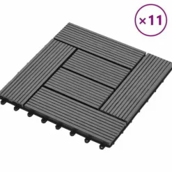 vidaXL 11x Träplattor WPC Grå Trädgårdsplatta 41551