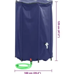 Vikbar vattentank 1000 L med kran - Slitstark PVC | Färg: Grön | Storlek: 1000 L