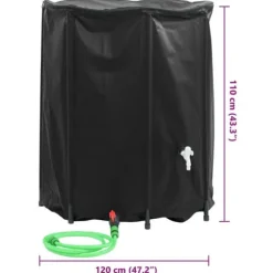 Vikbar vattentank med kran 1250 L - PVC | Färg: Grön | Storlek: 1250 L