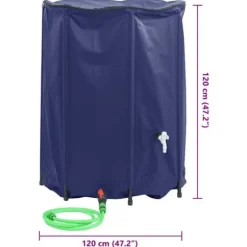 Vikbar vattentank med kran - Regntunna 1350 L PVC | Färg: Grön | Storlek: 1350 L