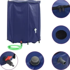 Vikbar vattentank med kran 1250 L PVC - Regnvattenbehållare | Färg: Grå | Storlek: 1250 L