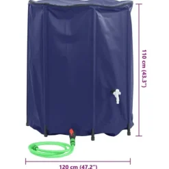 Vikbar vattentank med kran 1250 L PVC - Regnvattenbehållare | Färg: Grå | Storlek: 1250 L