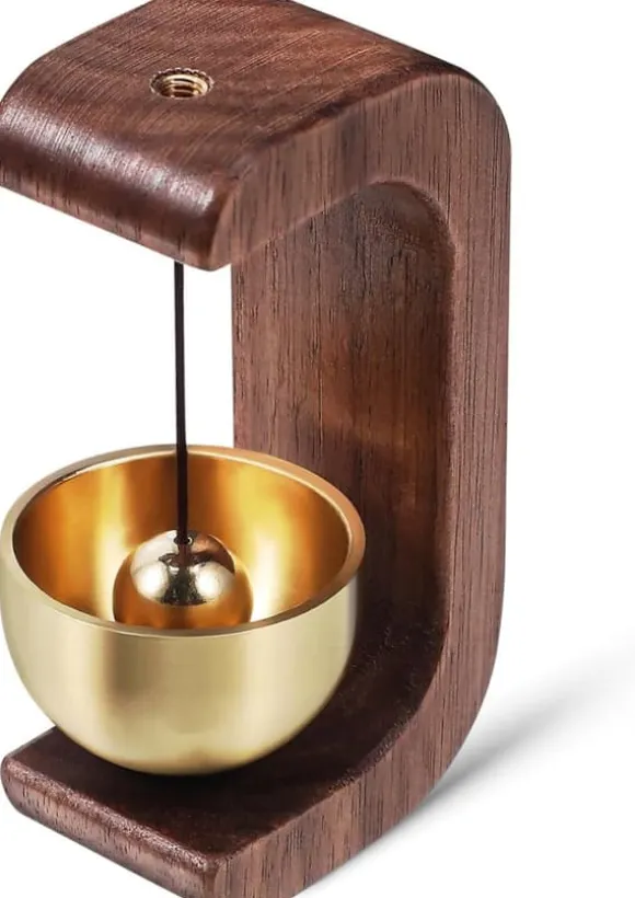 Vindklocka i massiv mässing med träring | Dörrklocka för utomhus-/inomhusbruk för hem, butik och företag - Heminredning