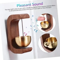 Vindklocka i massiv mässing med träring | Dörrklocka för utomhus-/inomhusbruk för hem, butik och företag - Heminredning