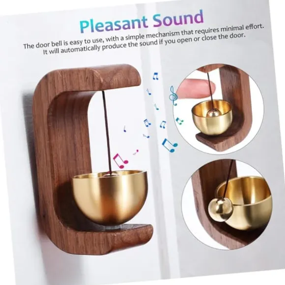 Vindklocka i massiv mässing med träring | Dörrklocka för utomhus-/inomhusbruk för hem, butik och företag - Heminredning