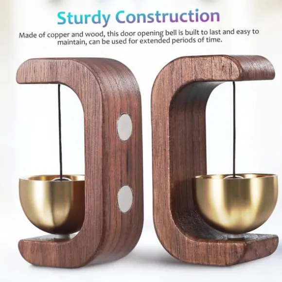 Vindklocka i massiv mässing med träring | Dörrklocka för utomhus-/inomhusbruk för hem, butik och företag - Heminredning