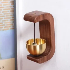 Vindklocka i massiv mässing med träring | Dörrklocka för utomhus-/inomhusbruk för hem, butik och företag - Heminredning