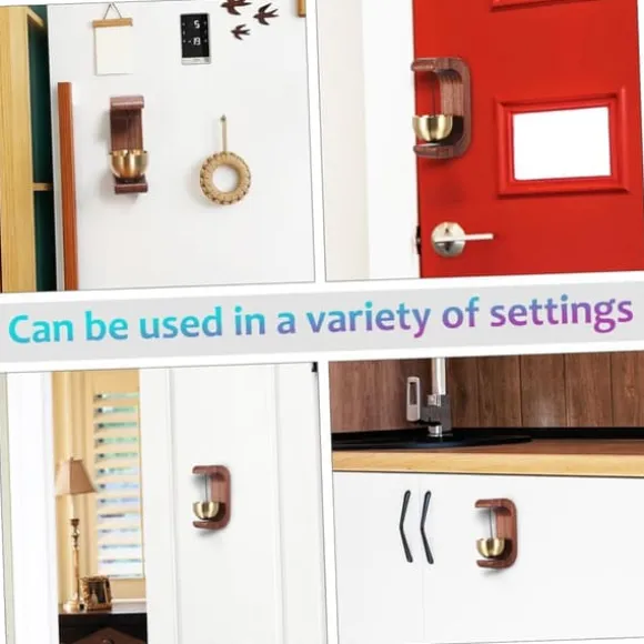 Vindklocka i massiv mässing med träring | Dörrklocka för utomhus-/inomhusbruk för hem, butik och företag - Heminredning